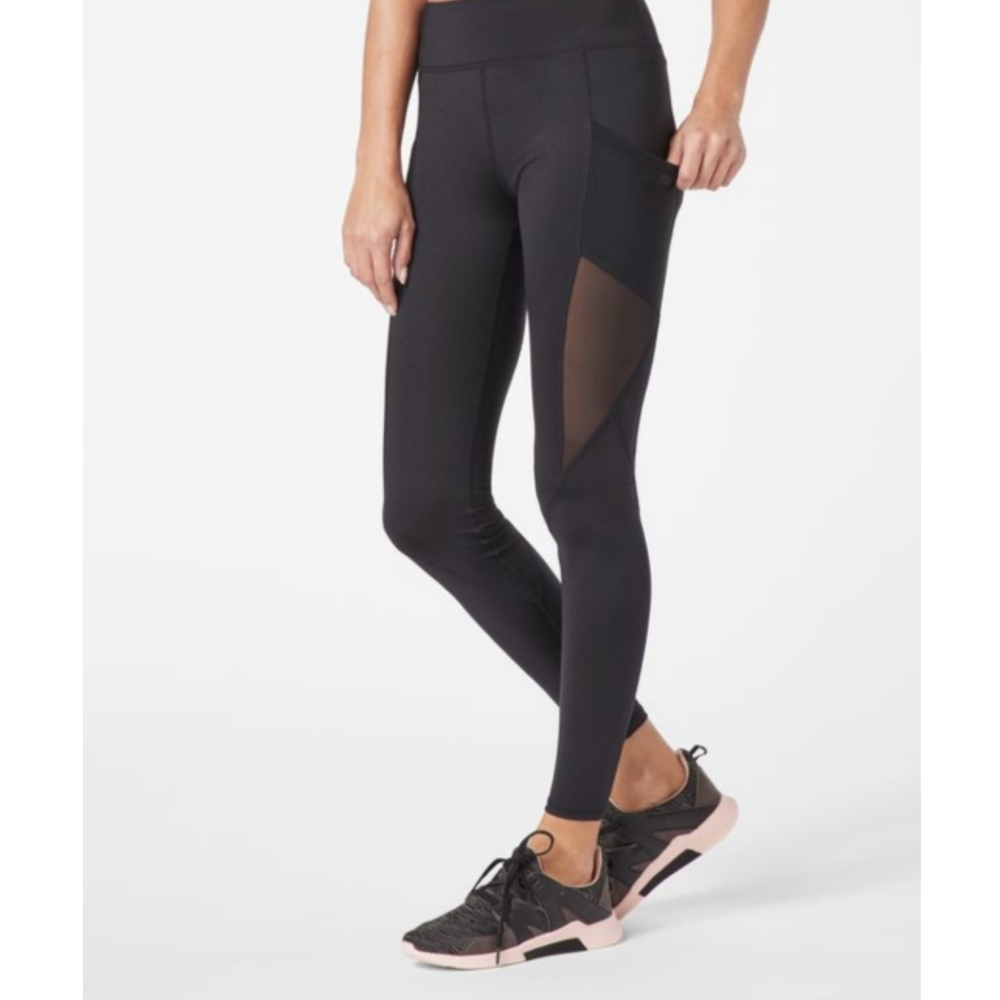 Mondetta Leggings Womens Black Size L Mesh Cutouts Panels Print